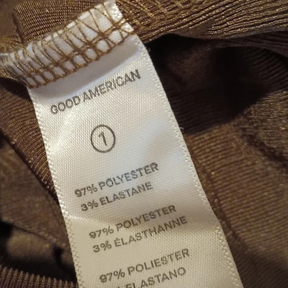 Good American Green Shimmery High Waisted Ribbed Slight Flare Leggings A33 - Picture 5 of 6